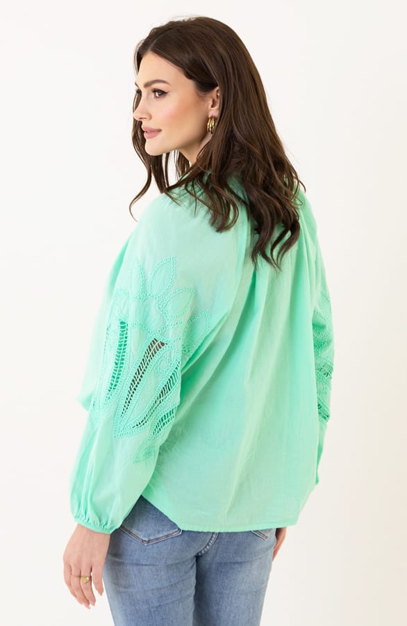 Katoenen Embroidery Blouse Juliette Lime – shoparchief — foto 2
