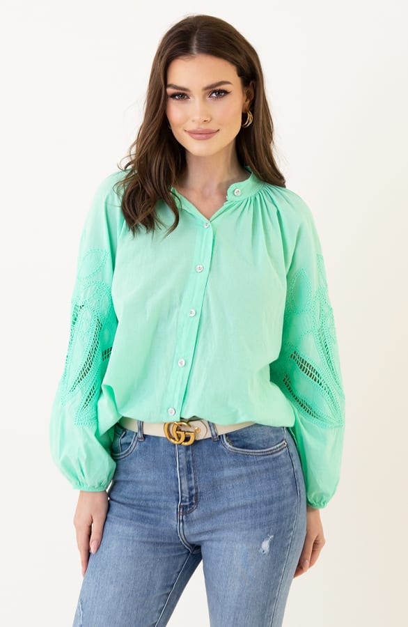 Katoenen Embroidery Blouse Juliette Lime – shoparchief — foto 3