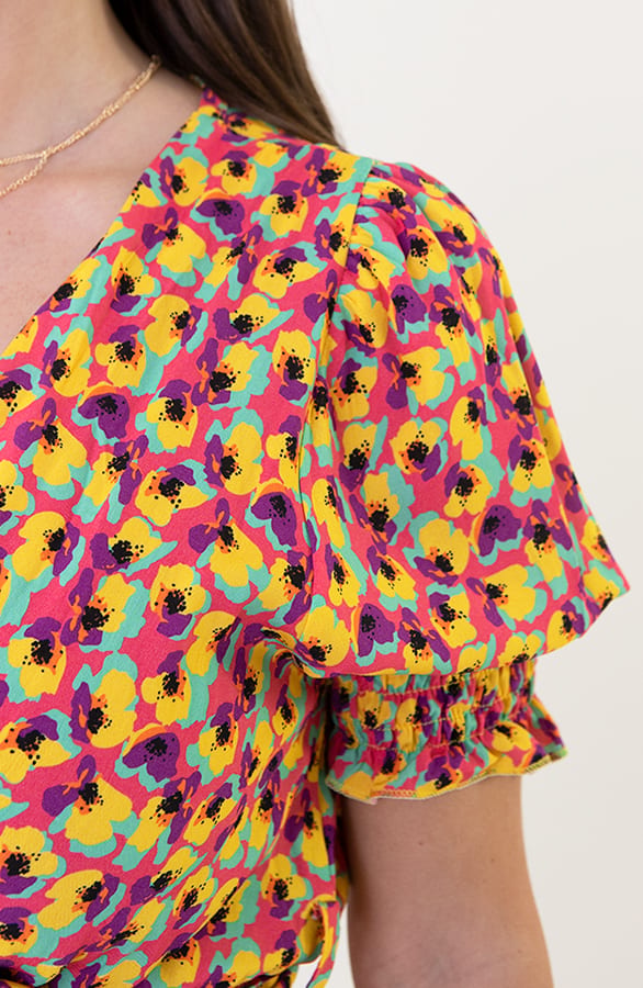 Pofmouwen Print Jurk Nina Geel – shoparchief — foto 4