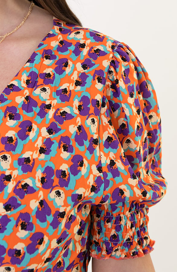 Pofmouwen Print Jurk Nina Oranje – shoparchief — foto 5