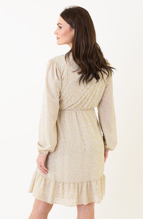 Leopard Jurk V-Hals Nova Beige Goud – shoparchief — foto 7