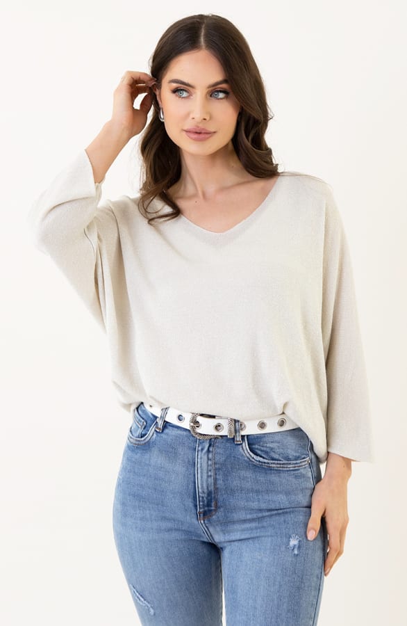 Lurex Oversized Top Mireille Beige – shoparchief — foto 2