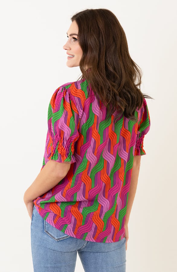 Lynn Top Patroon Groen Oranje – shoparchief — foto 2