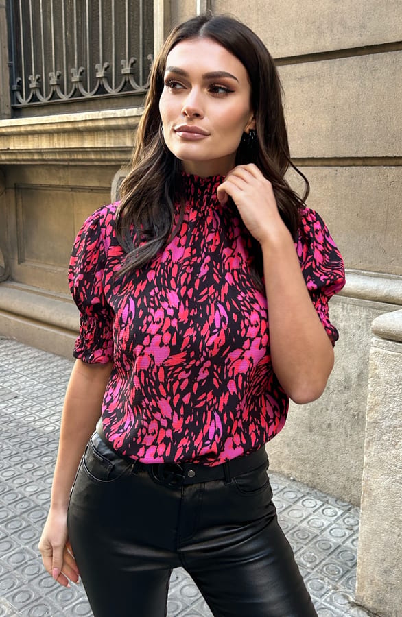 Lynn Top Print Roze Rood – shoparchief — foto 8