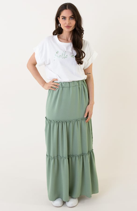 Ruffle Maxi Rok Abby Mint – shoparchief — foto 3