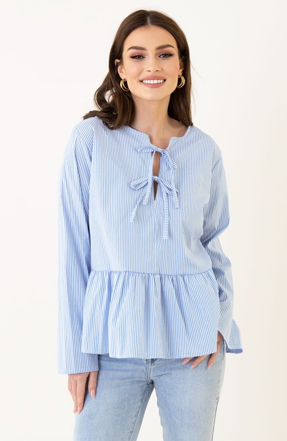 Peplum Strik Blouse Isa-Beau Blauw – shoparchief