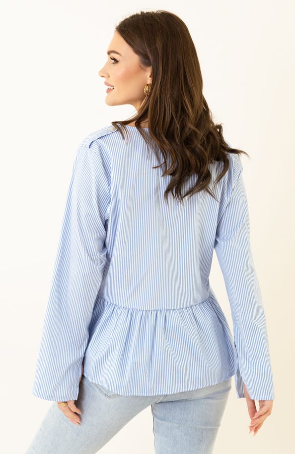 Peplum Strik Blouse Isa-Beau Blauw – shoparchief — foto 2
