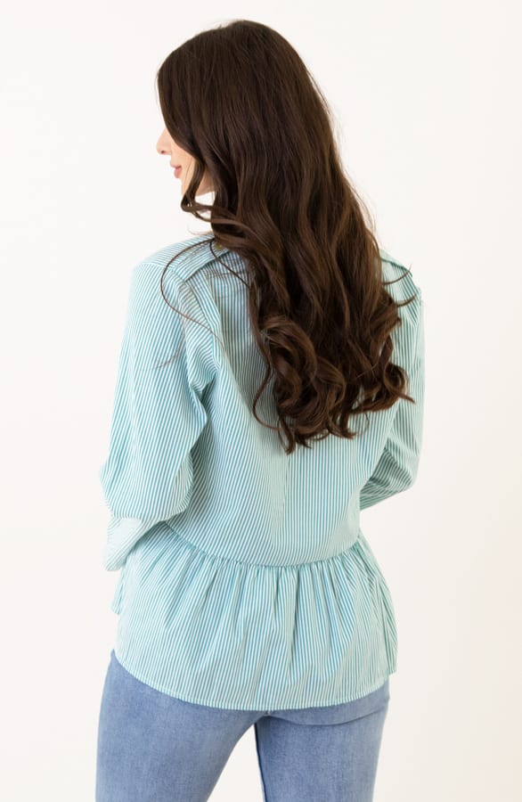 Peplum Strik Blouse Isa-Beau Mint – shoparchief — foto 3
