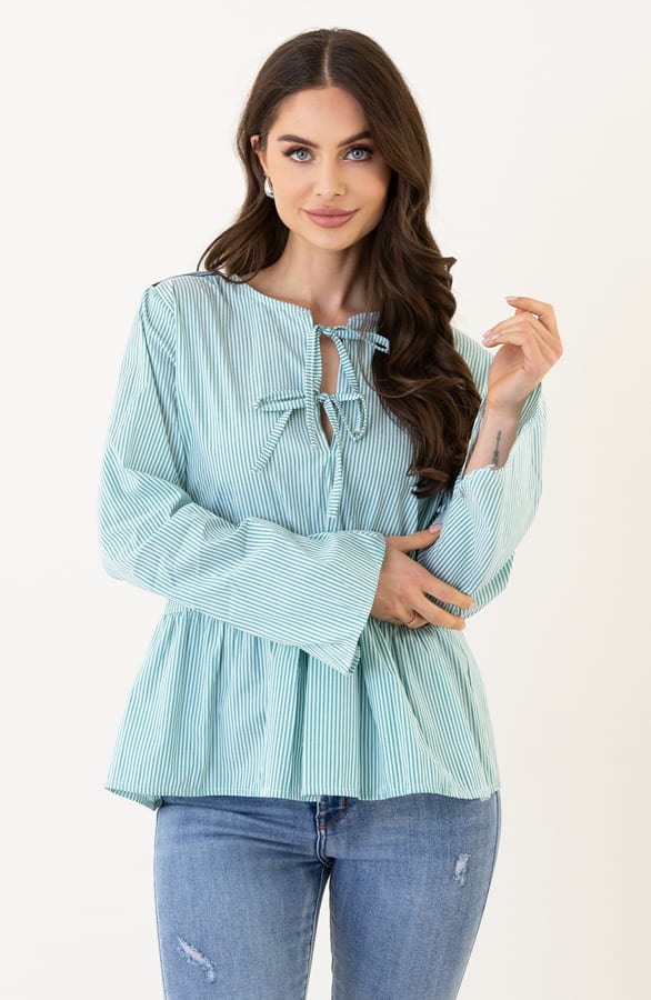 Peplum Strik Blouse Isa-Beau Mint – shoparchief — foto 2