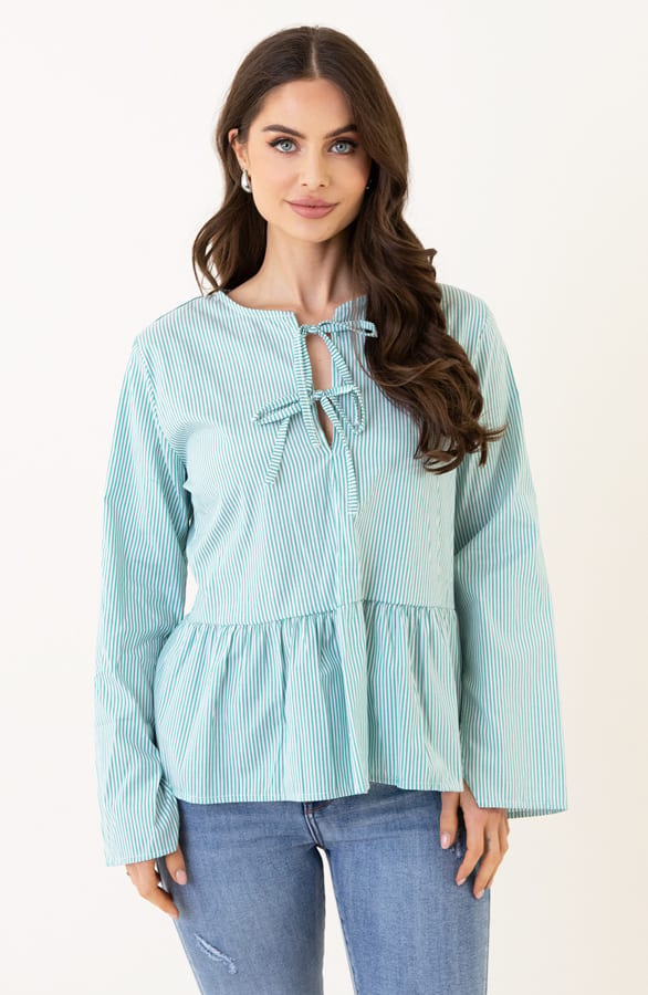 Peplum Strik Blouse Isa-Beau Mint – shoparchief