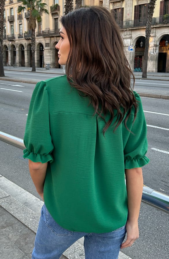 Pofmouwen Top Met Ruffle Demi Bright Green – shoparchief — foto 5