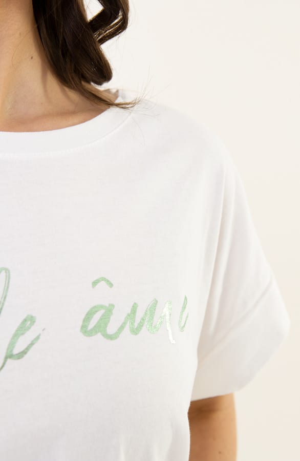 Print T-Shirt Belle Ame Mint Metallic – shoparchief — foto 4