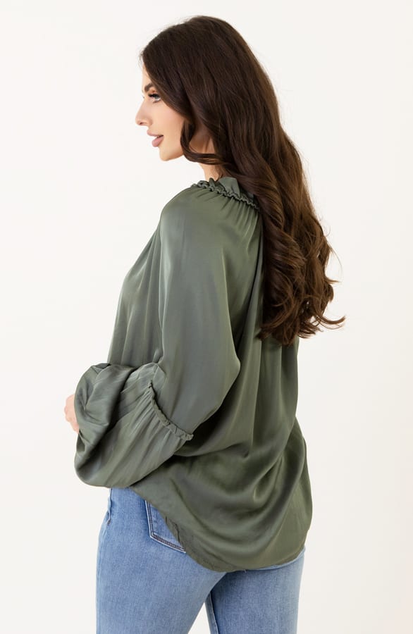 Satijnen Blouse Helene Army – shoparchief — foto 3