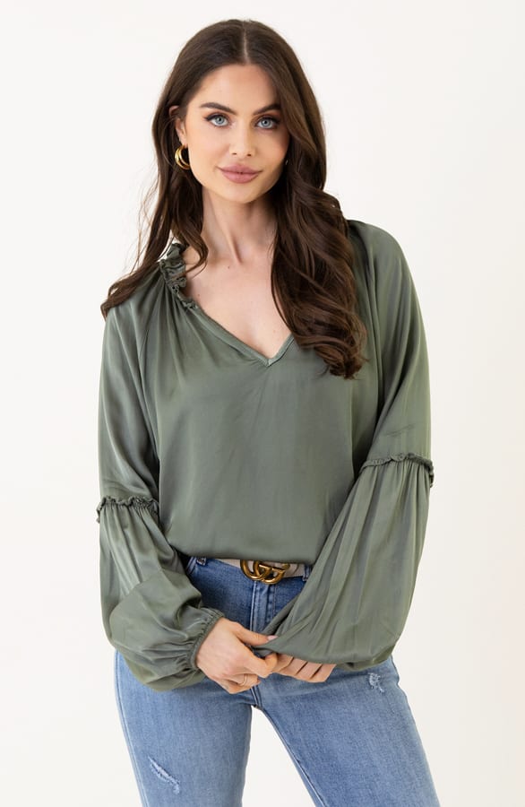 Satijnen Blouse Helene Army – shoparchief