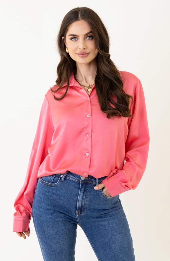 Satijnen Blouse Oriana Koraal – shoparchief