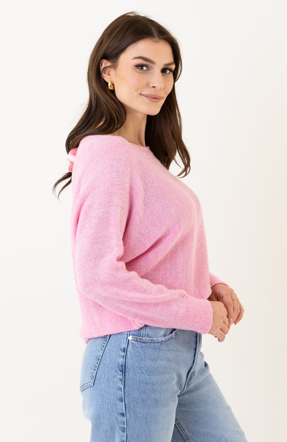 Back Bow Detail Sweater Baby Roze – shoparchief — foto 3