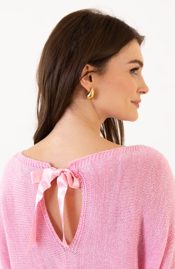 Back Bow Detail Sweater Baby Roze – shoparchief — foto 5