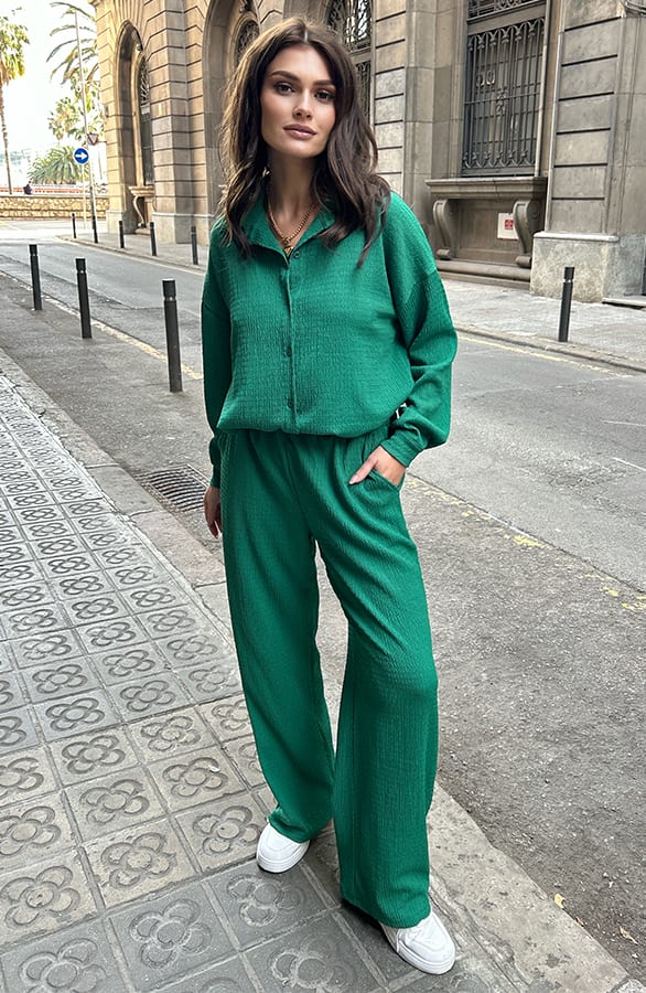 Textured Broek Gaby Bright Green – shoparchief