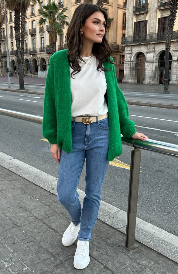 Trendy Vest Gebreid Skye Fel Groen – shoparchief — foto 5