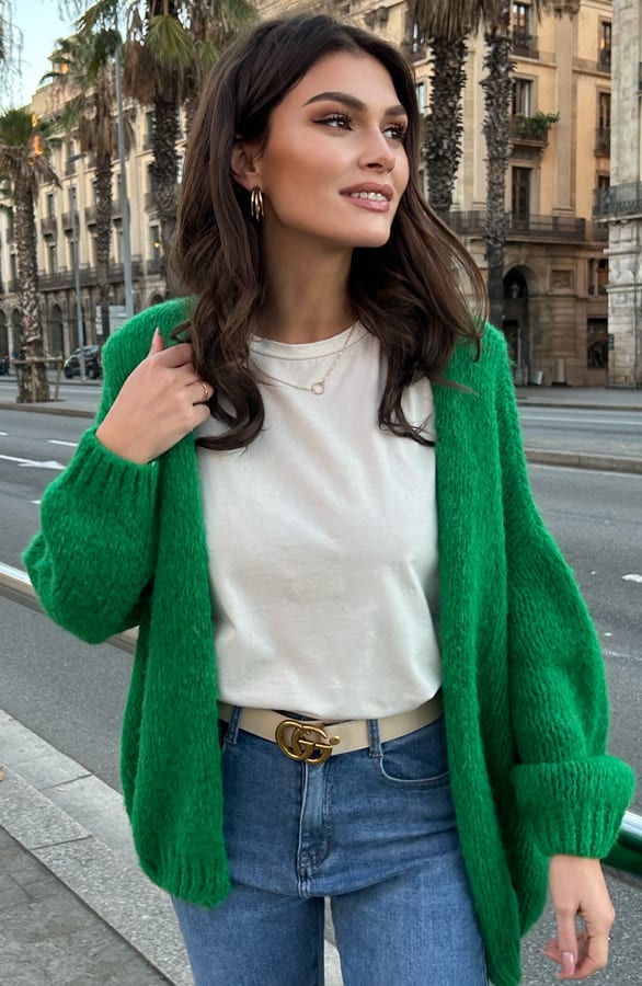 Trendy Vest Gebreid Skye Fel Groen – shoparchief — foto 2