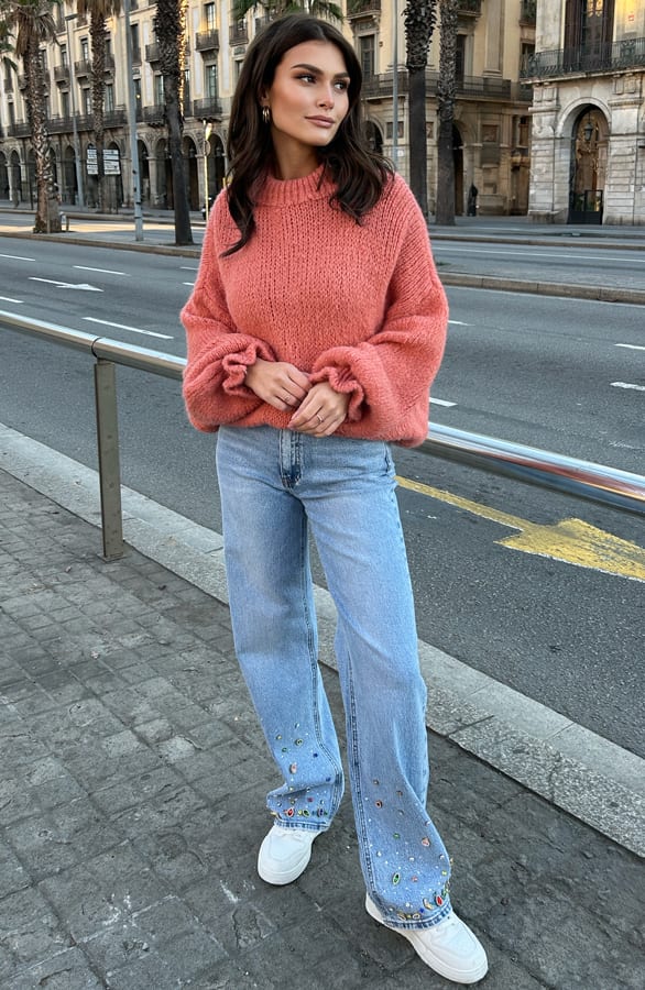 Trui Met Ruffle Mouw Liv Koraal – shoparchief — foto 5