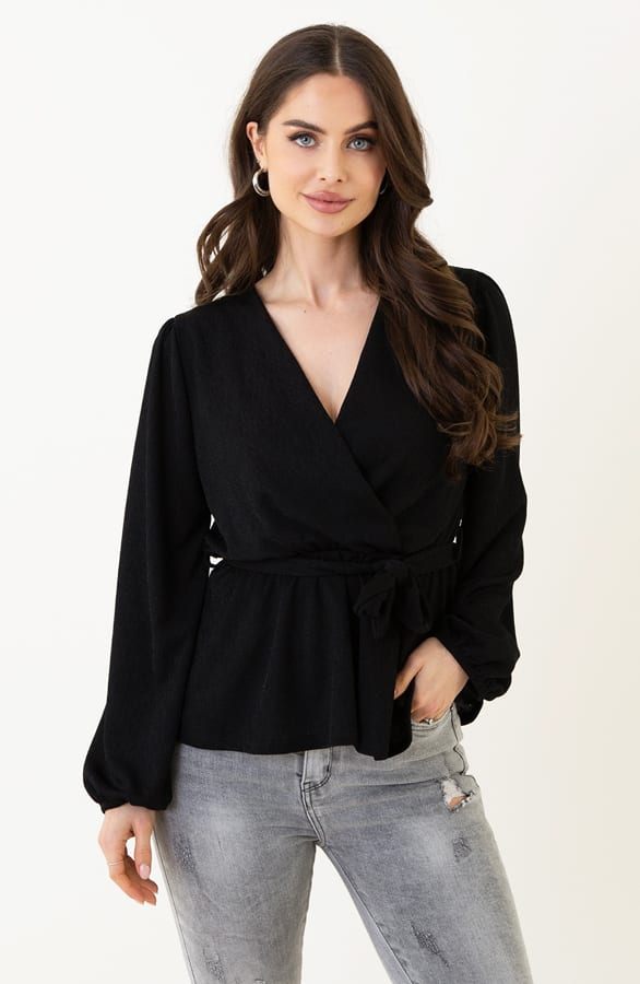 V-Hals Peplum Top Alice Zwart – shoparchief