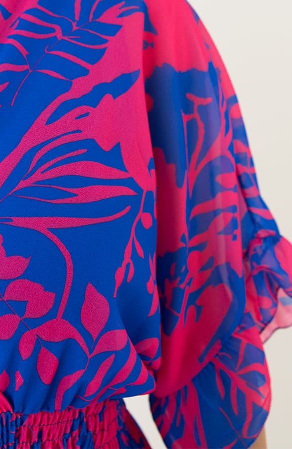 V-hals Print Dress Marrit Fuchsia Kobalt – shoparchief — foto 10