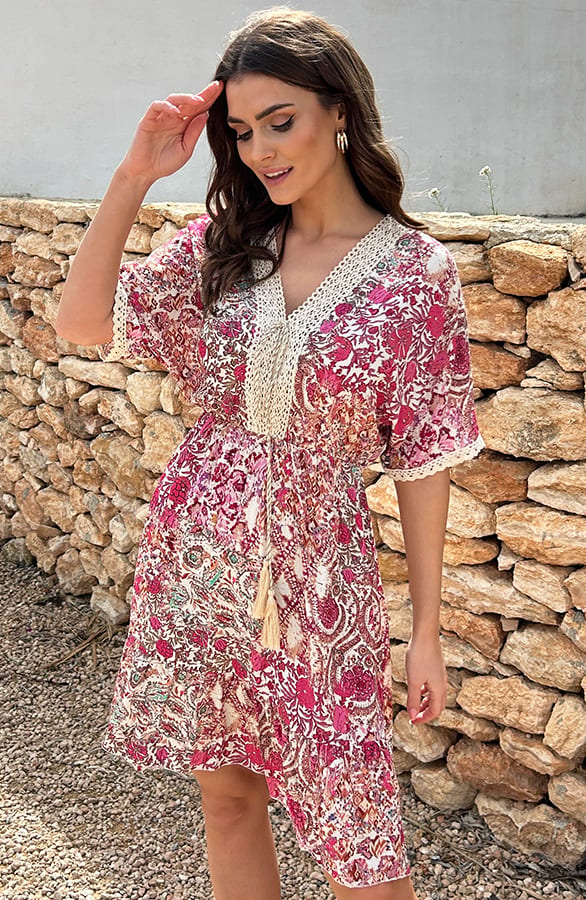 Bohemian Jurk Tess Fuchsia β shoparchief