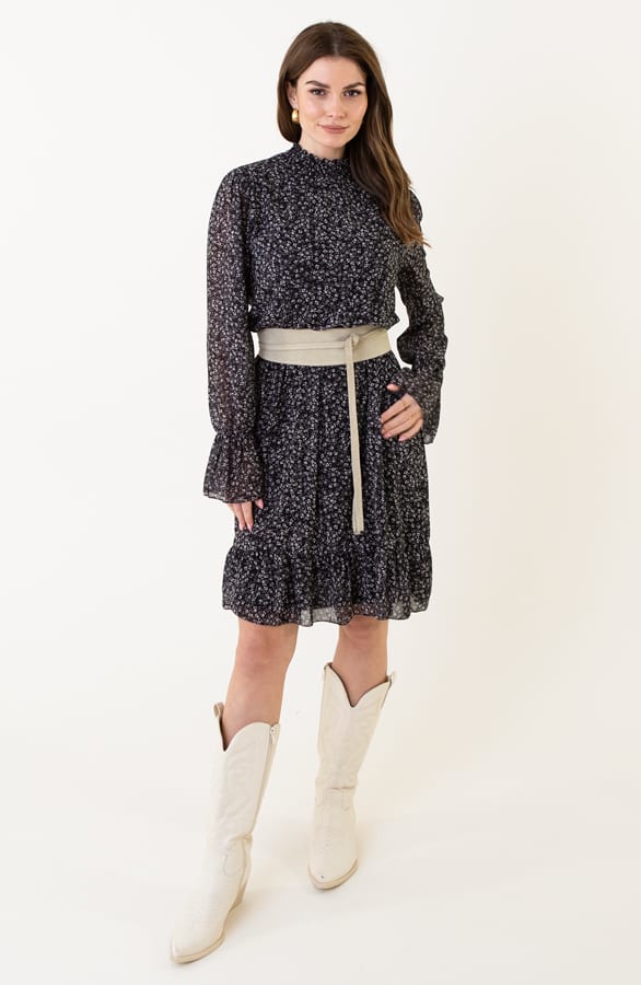 Bloemenprint Col Jurk Silvia Zwart – shoparchief — foto 5