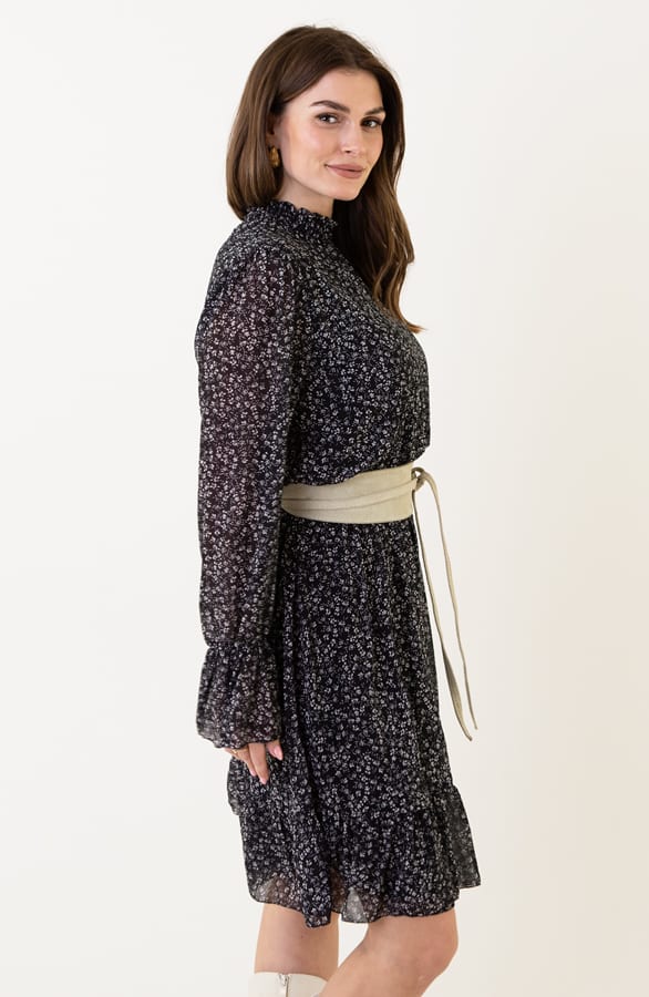 Bloemenprint Col Jurk Silvia Zwart – shoparchief — foto 3