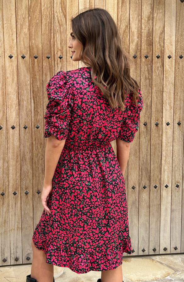Bloemenprint Jurk Bowie Rood – shoparchief — foto 8