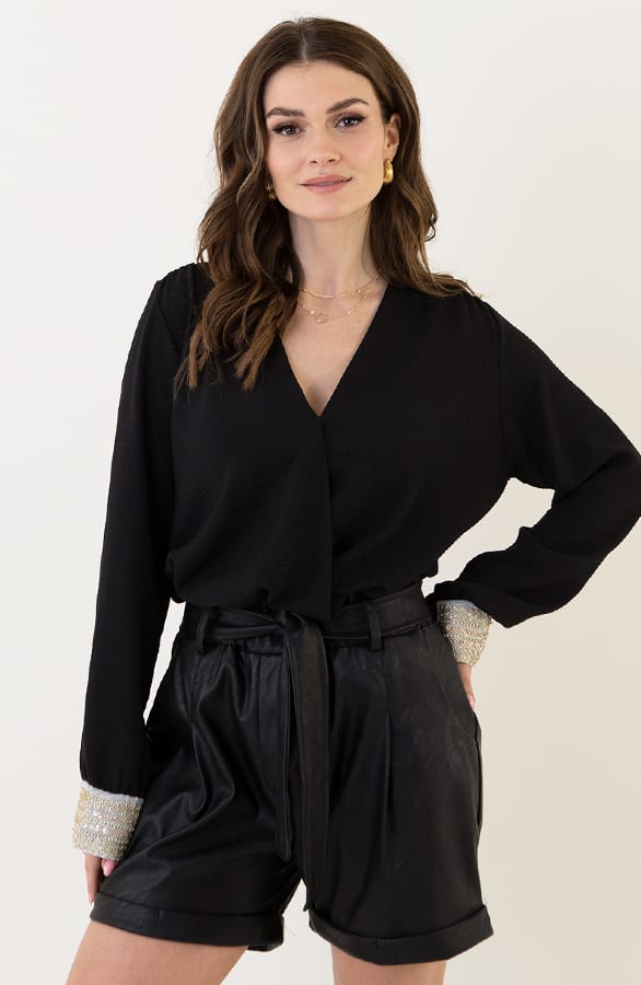 Limited Blouse Met Gouden Details Lize Zwart – shoparchief — foto 3