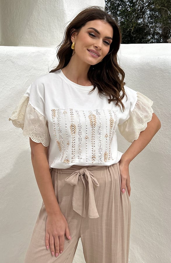 Bohemian Ruffle Mouw Top Gaia – shoparchief