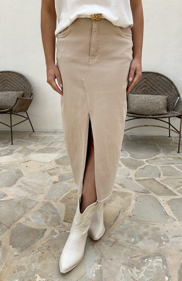 Denim Spijkerrok Yves Beige – kleding — foto 13