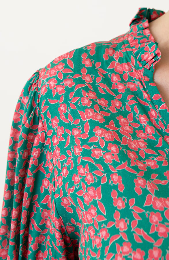 Flower Print Blouse Aimy Groen Roze – shoparchief — foto 5