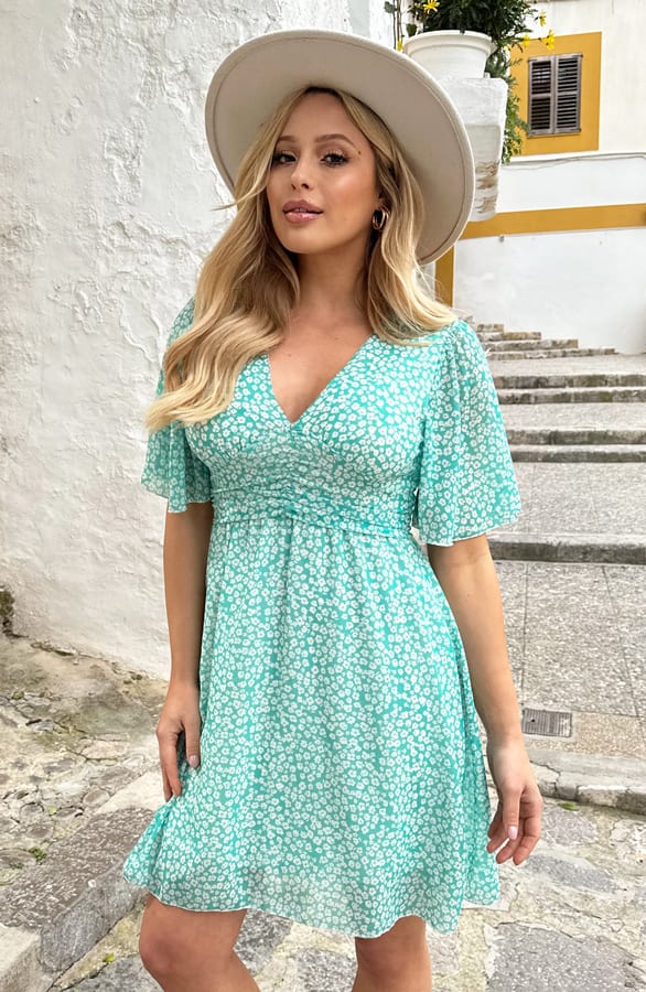 Getailleerde bloemenprint jurk Isa-May Tiffany – shoparchief — foto 2