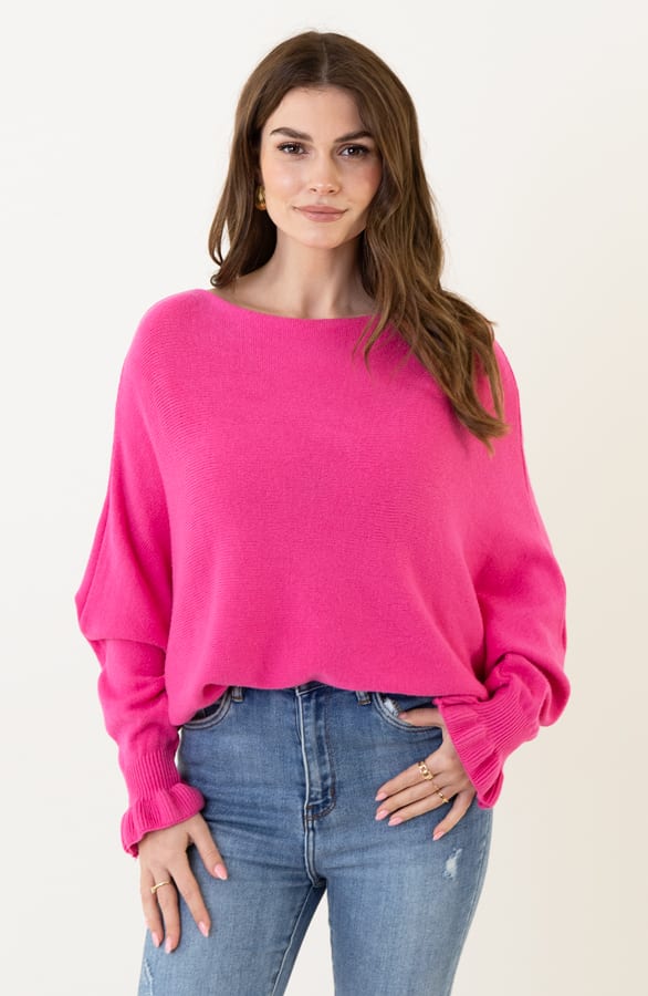 Ruffle Mouwen Soft Trui Chloé Fuchsia – shoparchief