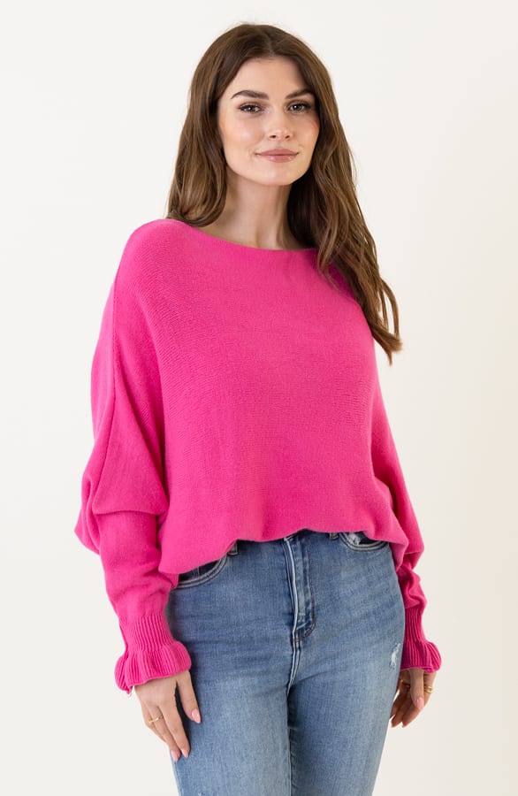 Ruffle Mouwen Soft Trui Chloé Fuchsia – shoparchief — foto 2