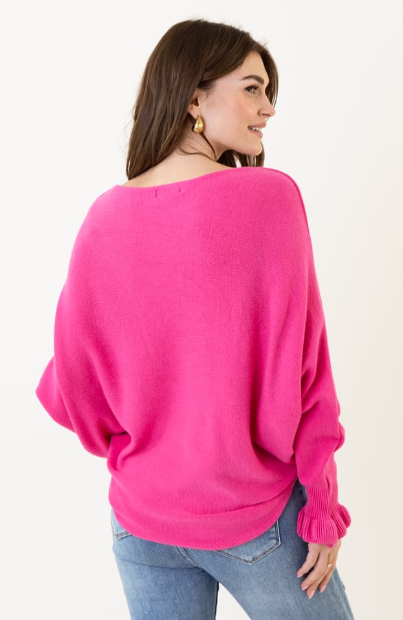Ruffle Mouwen Soft Trui Chloé Fuchsia – shoparchief — foto 5