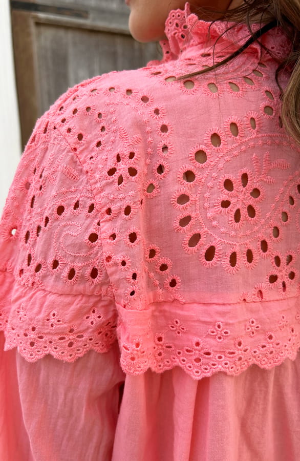 Katoenen Detailed Blouse Dahlia Koraal – shoparchief — foto 5