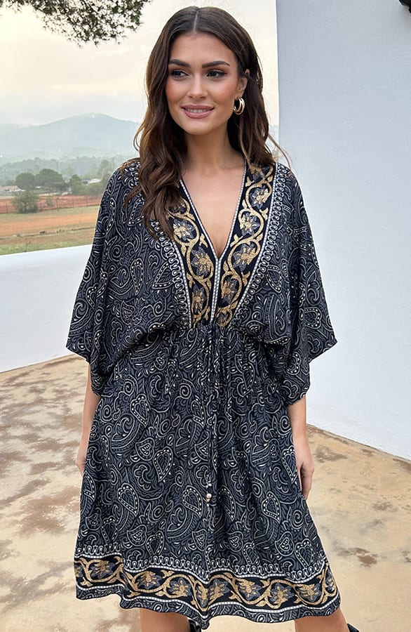 Katoenen Print Tuniek Maisy Zwart – shoparchief
