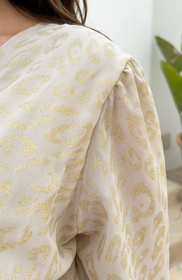 Leopard Jurk V-Hals Nova Beige Goud – shoparchief — foto 4