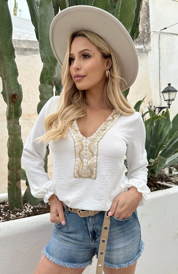 Limited Boho Blouse Daisy Ecru – kleding — foto 9