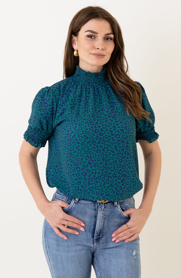 Lynn Top Leopard Kobalt Groen – shoparchief