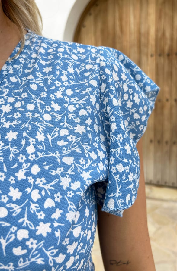 Midi Jurk Flower Jenny Blauw – shoparchief — foto 4