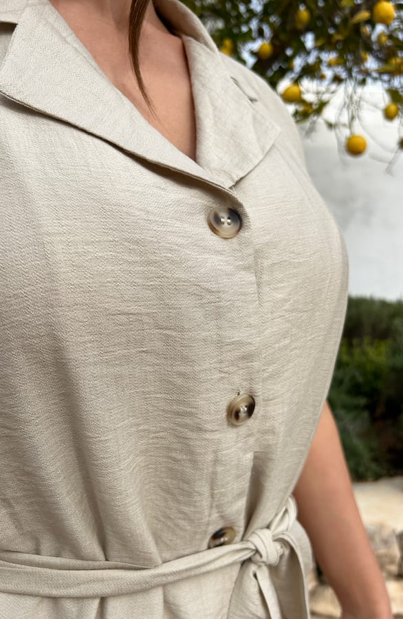 Midi Jurk Met Knopen Elise Beige – shoparchief — foto 5