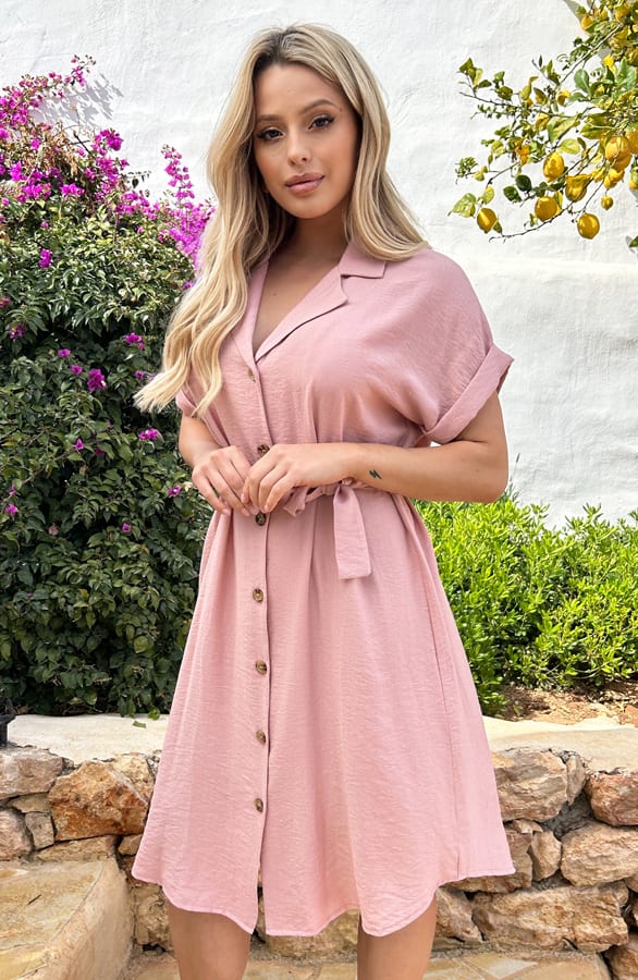 Midi Jurk Met Knopen Elise Roze – shoparchief — foto 4