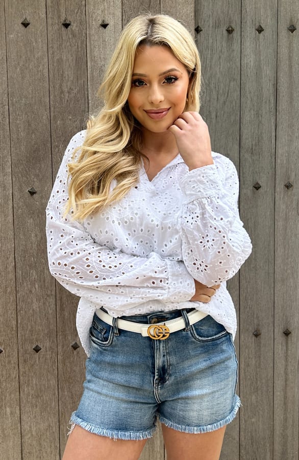 Oversized Broderie Blouse Nora-lynn Ecru – shoparchief — foto 2