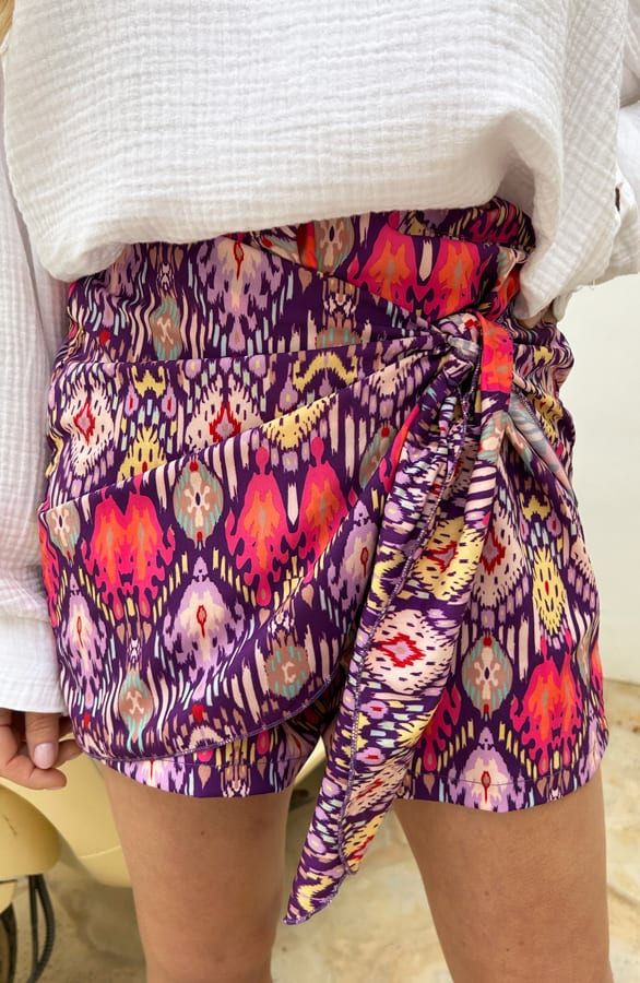 Overslag Print Skort Saar Paars – shoparchief — foto 6