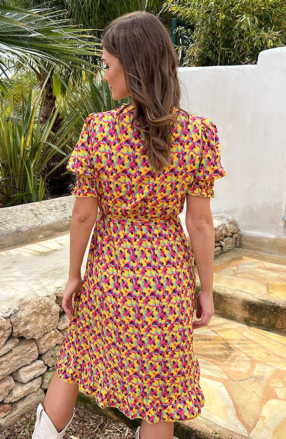 Pofmouwen Print Jurk Nina Geel – shoparchief — foto 2